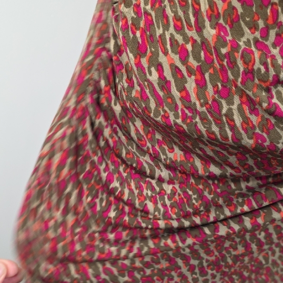 Michael Kors Sleeveless Ruched Leopard Print Sheath Dress Size M - Picture 3 of 10